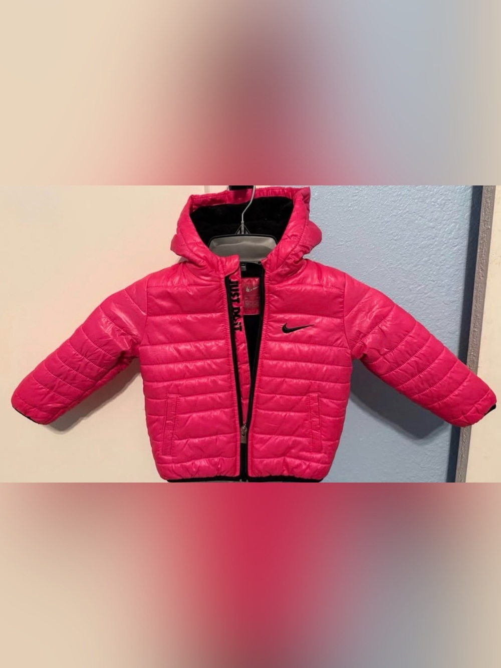 Nike Kids Bright Pink Quilted Puffer Jacket with Hood